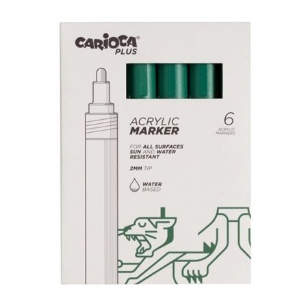 Carioca Plus - Conjunto com 6 Marcadores Acrílicos - Ponta de 2mm - Cor Verde