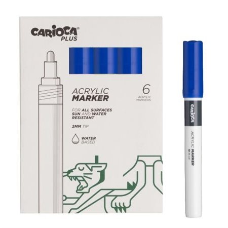 Carioca Plus - Conjunto com 6 Marcadores Acrílicos - Ponta de 2mm - Cor Azul