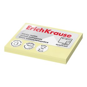 Bloco de notas adesivas ErichKrause com 100 unidades, 50x75mm - Removíveis - Amarelo Claro