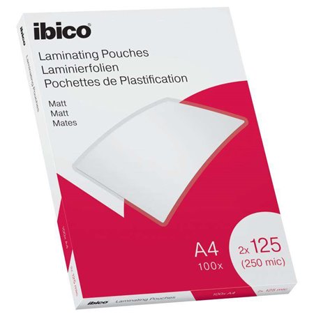 Caixa com 100 folhas de laminação fosca Ibico A4, 125 mícrons - Superfície fosca - Lamina papel, fotos e cartões de visita - Tra