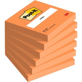 Pacote com 6 blocos de notas adesivas reposicionáveis Post-it com 100 unidades cada - Formato quadrado - 76x76mm - Laranja