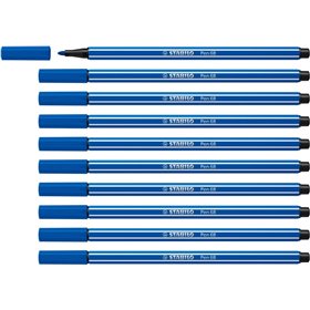 Caneta Marcadora Stabilo Pen 68 com Ponta de Fibra - Espessura da Linha de Aprox. 1mm - Tinta à Base de Água - Azul Escuro