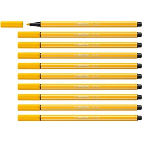 Caneta Marcadora Stabilo Pen 68 com Ponta de Fibra - Espessura da Linha Aprox. 1mm - Tinta à Base de Água - Amarela