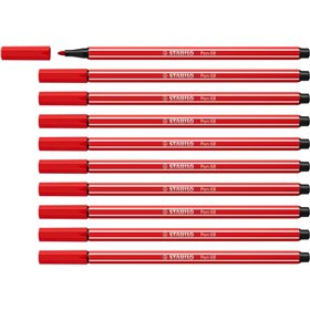 Caneta Marcadora Stabilo Pen 68 com Ponta de Fibra - Espessura da Linha de Aprox. 1mm - Tinta à Base de Água - Cor Carmim