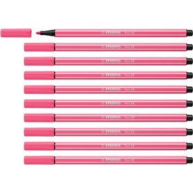 Caneta Marcadora Stabilo Pen 68 com Ponta de Fibra - Espessura da Linha de Aprox. 1mm - Tinta à Base de Água - Rosa