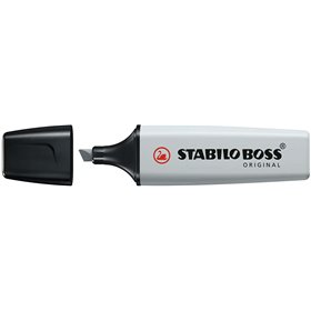 Marcador fluorescente pastel Stabilo Boss 70 - Espessura da linha de 2 a 5 mm - Recarregável - Tinta à base de água - Cinza acin