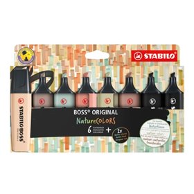 Conjunto de 8 marcadores Stabilo Boss Naturecolors - Espessura da linha entre 2 e 5 mm - Tinta à base de água - Cores: Siena, Be