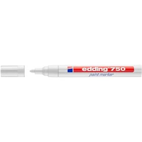 Marcador permanente Edding 750 - Ponta redonda - Espessura da linha entre 2 e 4 mm - Tinta opaca - Secagem rápida - Branco
