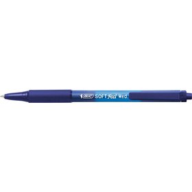 Caneta Esferográfica Retrátil Bic Soft Feel - Ponta Média de 1mm - Corpo Translúcido com Área de Apoio para os Pés - Azul
