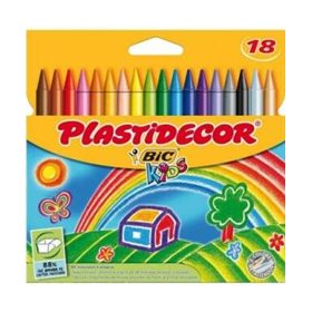 Caixa com 18 giz de cera Bic Kids Plastidecor - Extra resistentes - Fáceis de apontar - Não mancham