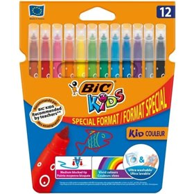 Conjunto de 12 marcadores Bic Kids Couleur - Ponta média - Laváveis - Cores sortidas