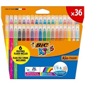 Conjunto de 36 marcadores Bic Kids Couleur - Ponta média - Laváveis - Cores sortidas