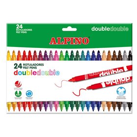Conjunto duplo Alpino com 24 marcadores de ponta dupla - ponta grossa de 3,6 mm e ponta fina de 2,3 mm - tinta super lavável - i