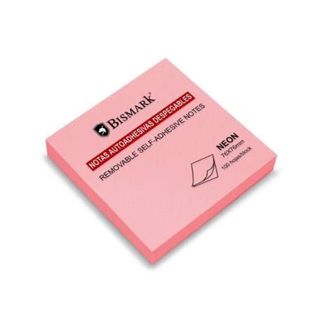 Bloco de notas adesivas Bismark com 100 unidades, 76x76mm - Rosa Neon