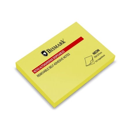 Bloco de notas adesivas Bismark com 100 unidades, 76x127mm - Amarelo Neon