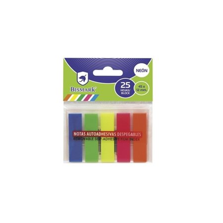 Pacote com 125 fichas adesivas Bismark, 45 mm x 12 mm - Cores neon sortidas