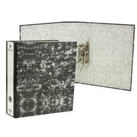 Pasta Bismark AZ Marbled Folio, lombada de 75 mm - cartão pautado - porta-cartões na lombada - mecanismo de alavanca - preta mar