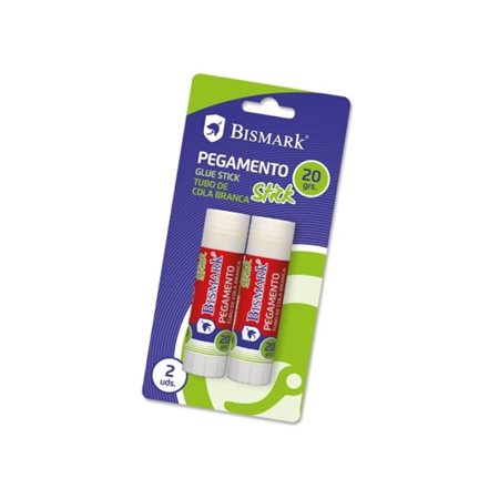Pacote com 2 bastões de cola Bismark de 20g - Multiuso - Sem solvente - Uso escolar
