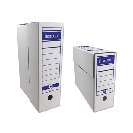 Pasta Bismark Definitive File Box, formato Extended Folio, 12x39x27cm - Papelão ondulado - Papel branco com áreas pré-impressas 