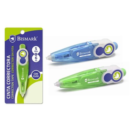 Fita Corretiva Bismark 5mm x 6m - Sistema Retrô que Oculta a Ponta - Adesão Perfeita ao Papel - Embalagem Individual - Cores Sor