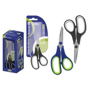 Tesoura de escritório Bismark em aço inoxidável, 17 cm - Cabo ergonômico - Muito leve e durável - Cores sortidas (seleção aleató