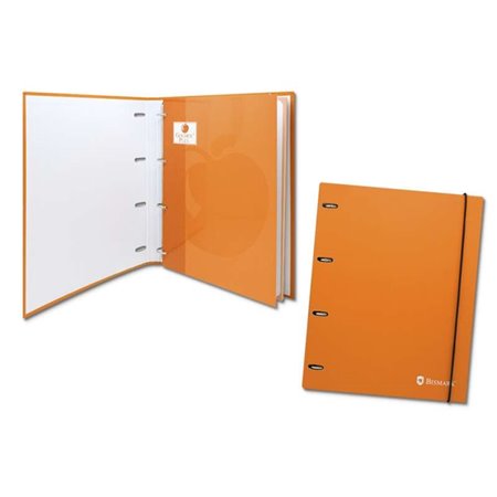 Pasta Bismark de 4 argolas com 80 folhas, quadriculada 4x4 - Formato A4 - Feita de papelão - Laranja