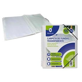 Pasta Espiral Bismark com 60 Folhas Transparentes A4 - Polipropileno - Capa Personalizável - Espiral de Plástico Resistente - Ab