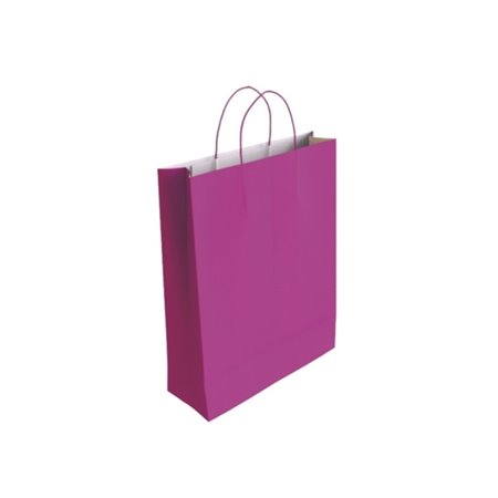Sacola de papel celulósico Bismark - Medidas: 37x12x27cm - Cor: Fúcsia
