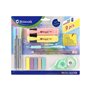 Kit Escolar Bismark Pastel com Lápis, Caneta Esferográfica, 2 Marcadores, Fita Corretiva, Conjunto de Bandeirinhas para Animais 