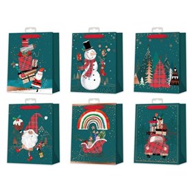 Sacola de Papel Natalina Bismark - Impressão Metalizada - 6 Modelos Diferentes