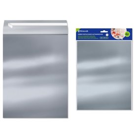 Conjunto de 4 envelopes metálicos Bismark - Medidas: 324 x 254 mm - Fecho autoadesivo - Ideal para presentes - Cor: Prata