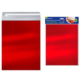 Pacote com 4 envelopes metálicos Bismark - Medidas: 324 x 254 mm - Fecho autoadesivo - Ideal para presentes - Vermelho metálico