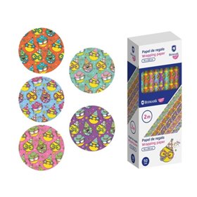 Rolo de Papel de Presente Bismark Emojis - Mede 70cm x 200cm - 5 Estampas Diferentes