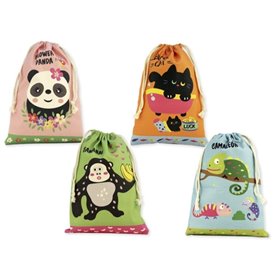 Lancheira Escolar Bismark com Estampa de Animais - Medidas: 22x35cm - Fecho com Cordão - 4 Estampas Diferentes