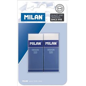 Borrachas retangulares Milan Nata 320, pacote com 2 unidades - Plástico - Faixa de papelão azul - Para todos os tipos de superfí