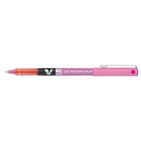 Caneta Rollerball Pilot V5 HI-Tecpoint com Tinta Líquida - Ponta Fina de 0,5 mm - Profundidade de 0,3 mm - Cor Rosa