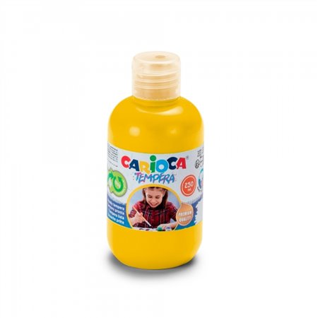 Tinta têmpera Carioca em frasco de 250ml - Cores super laváveis - Fácil de misturar - Aplicável em materiais porosos - Alta opac