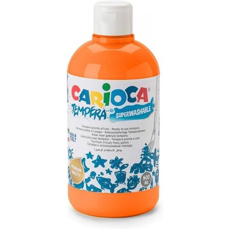 Tinta têmpera Carioca em frasco de 500ml - Cores super laváveis - Fácil de misturar - Aplicável em materiais porosos - Alta opac