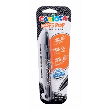 Caneta Apagável Carioca Oops - Tinta Termossensível - Empunhadura Texturizada - Ponta de 0,7 mm - Borracha Dupla - Refis Compatí