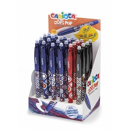 Carioca Oops Pop - Conjunto com 24 Canetas Apagáveis - Sensíveis ao Calor - Empunhadura Texturizada - Ponta de 0,7 mm - Borracha