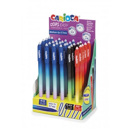 Carioca Oops Easy Display com 30 Canetas Apagáveis - Tinta Termossensível - Corpo com Efeito Degradê - Ponta de 0,7 mm - Borrach