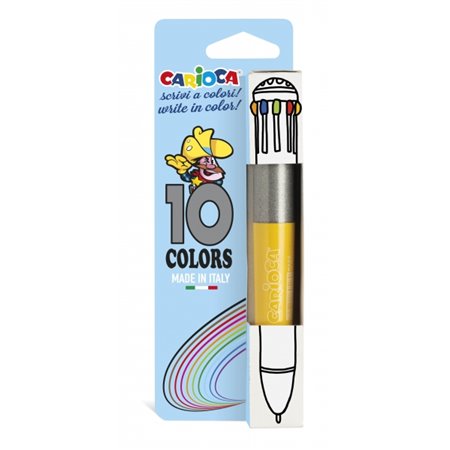 Caneta Esferográfica Carioca Vintage de 10 Cores - Caneta Esferográfica Automática - 10 Cores em Uma Caneta - Ponta de 1mm de Di