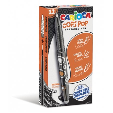 Canetas apagáveis Carioca Oops Pop - Sensíveis ao calor - Empunhadura texturizada - Ponta de 0,7 mm - Borracha dupla - Refis com