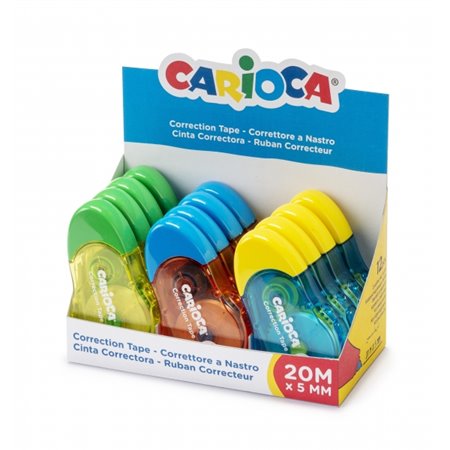 Carioca Tape - Pacote com 12 rolos de fita corretiva - 20m x 5mm - Cobertura total - Reescreva imediatamente - Ideal para qualqu