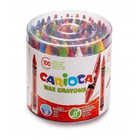 Conjunto de 100 giz de cera Carioca - Cores vibrantes - Laváveis - Diâmetro do corpo: 8 mm - Cores sortidas