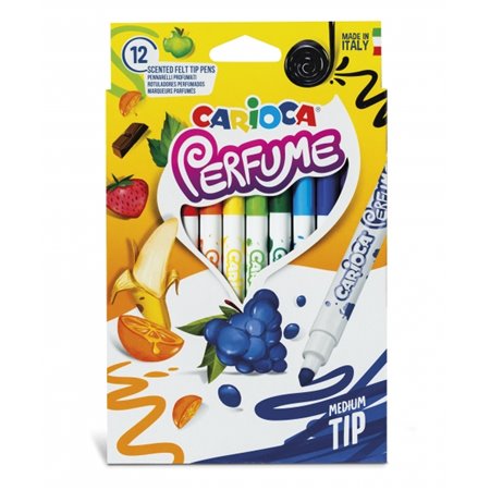 Kit com 12 Marcadores Carioca Xplosion - Tinta Perfumada e Lavável - Aromas Naturais - Hipoalergênicos - Ponta Cônica e Reta - C