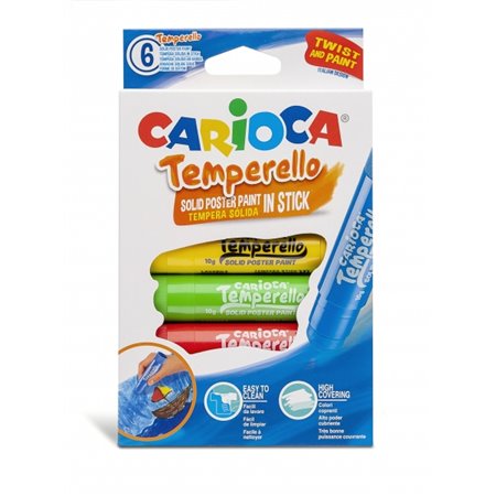 Carioca Temperello - Kit com 6 Tintas Têmpera Sólidas - Cores Vibrantes e Laváveis - Ótima Cobertura - Fácil de Misturar - Acaba