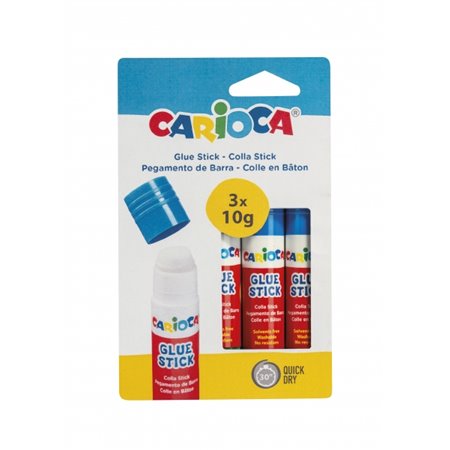 Carioca Pacote com 3 Bastões de Cola - Ideal para Casa, Escola e Escritório - Cola Papel, Fotos e Tecidos - Sem Solventes - Core