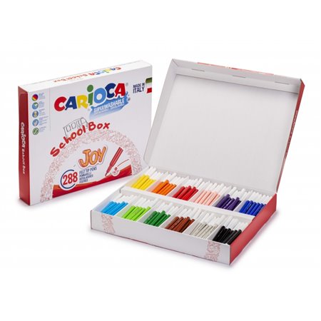 Caixa Escolar Carioca Joy com 288 Marcadores - Ponta de 2,8 mm - Tinta Super Lavável - Tampa com Trava e Ventilação - Ideal para