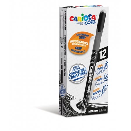 Caneta Apagável Carioca Oops - Tinta Termossensível - Empunhadura Triangular Ergonômica - Ponta de 0,7 mm - Borracha Dupla - Pre